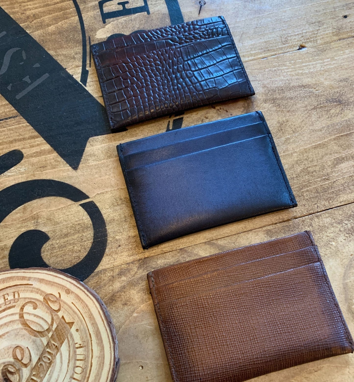 Card Wallet Oxblood and Crocodile